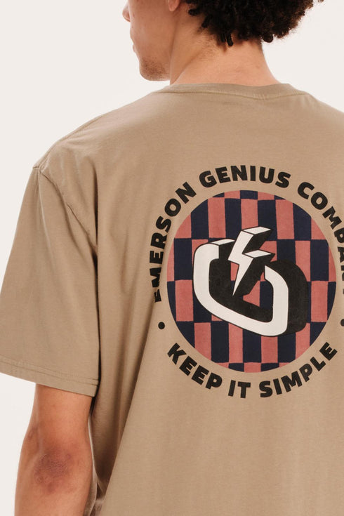 Emerson Ανδρικό Κοντομάνικο T-Shirt με Τύπωμα στην Πλάτη Μπεζ